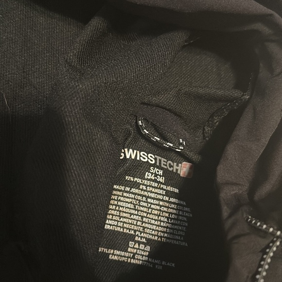 SwissTech Mens Small Black Windbreaker Plain Outerwear Nature - Picture 2 of 3